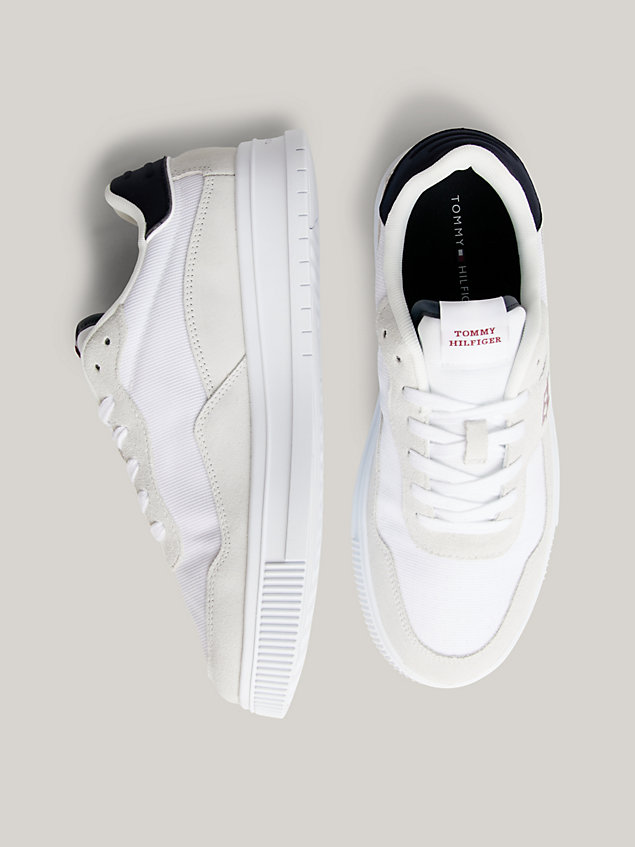 white leather lace-up cupsole trainers for men tommy hilfiger