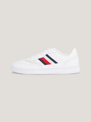 Retro Signature Tape Leather Cupsole Trainers | White | Tommy Hilfiger