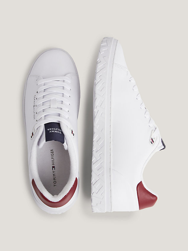 white leather th monogram cupsole trainers for men tommy hilfiger