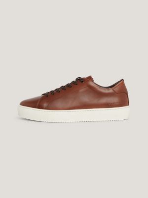 Premium Heritage Leather Cupsole Trainers | BROWN | Tommy Hilfiger