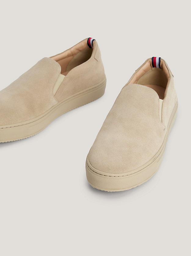 beige premium heritage slipper-sneaker aus wildleder für herren - tommy hilfiger