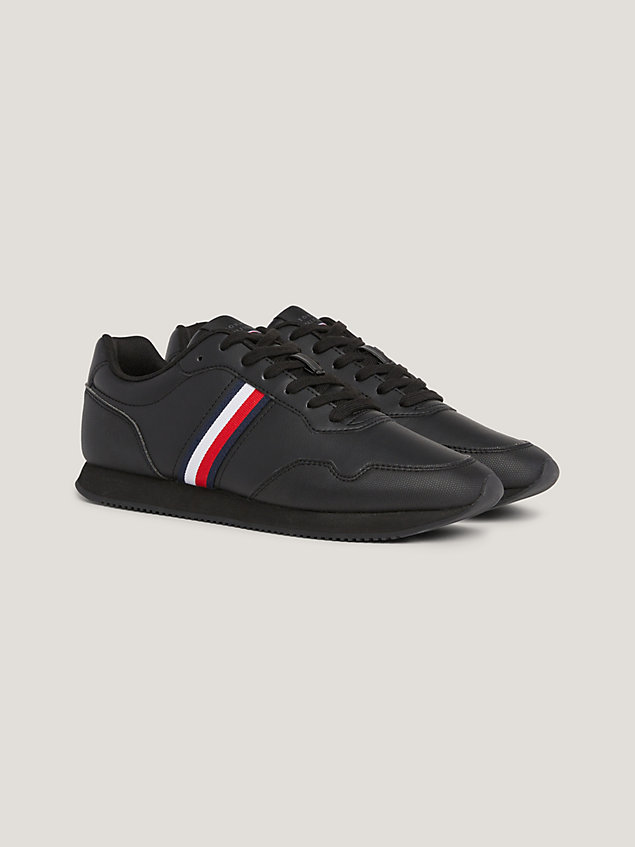 black runner signature tape trainers for men tommy hilfiger