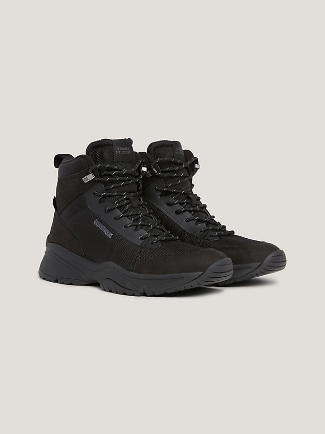 black cordura® high-top trainer boots for men tommy hilfiger