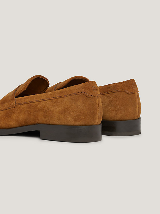 brown suede slip-on loafers for men tommy hilfiger