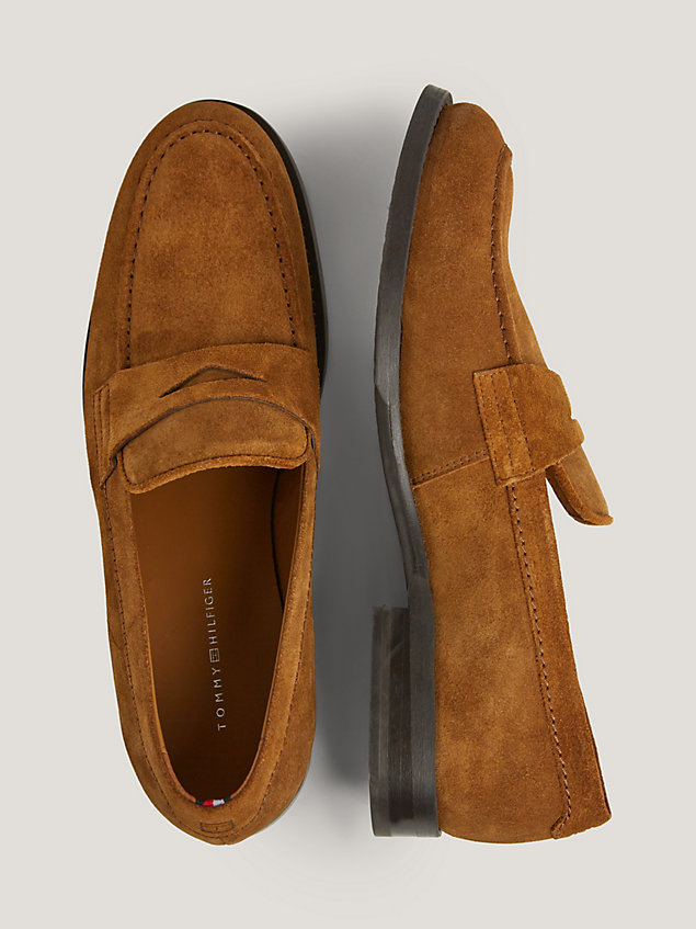 brown slipper-loafer aus wildleder für herren - tommy hilfiger