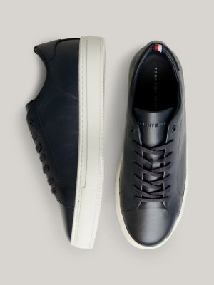 Premium Heritage Leather Cupsole Trainers | Blue | Tommy Hilfiger