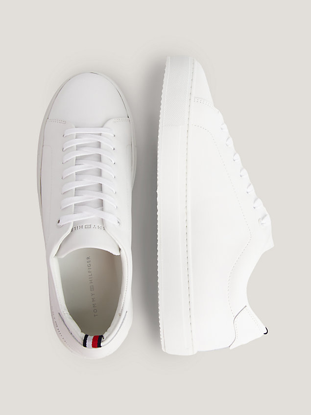 white premium heritage leather cupsole trainers for men tommy hilfiger