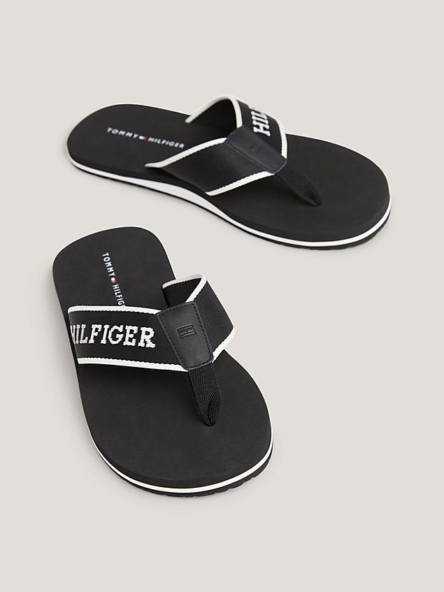 black hilfiger monotype flip-flops for men tommy hilfiger