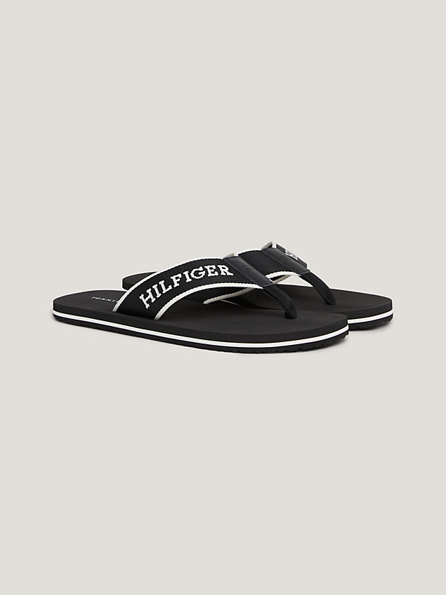 black hilfiger monotype flip-flops for men tommy hilfiger