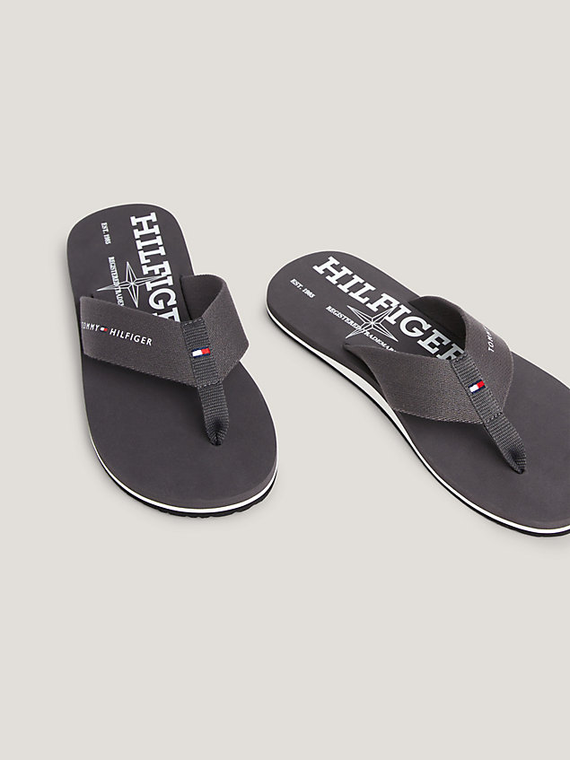 grey logo sole flip-flops for men tommy hilfiger
