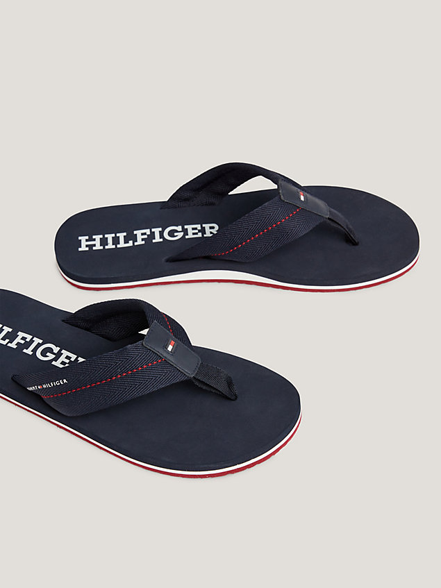 blue logo sole topstitched flip-flops for men tommy hilfiger