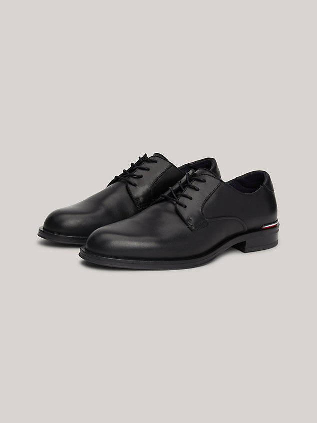 black leather lace-up derby shoes for men tommy hilfiger
