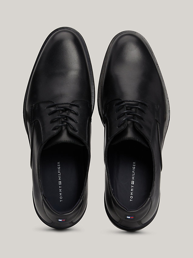 black sznurowane buty derby ze skóry dla mężczyźni - tommy hilfiger