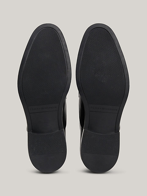 black sznurowane buty derby ze skóry dla mężczyźni - tommy hilfiger