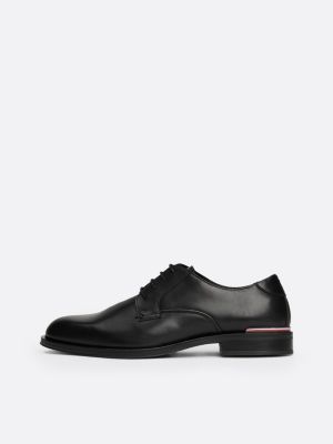 black leather signature tape derby shoes for men tommy hilfiger