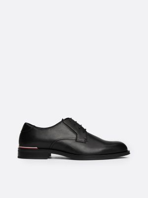 black leather signature tape derby shoes for men tommy hilfiger