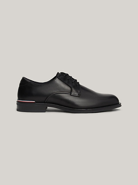 black leather lace-up derby shoes for men tommy hilfiger