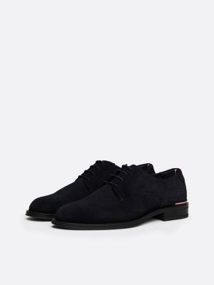 Signature Suede Lace Up Derby Shoes Blue Tommy Hilfiger