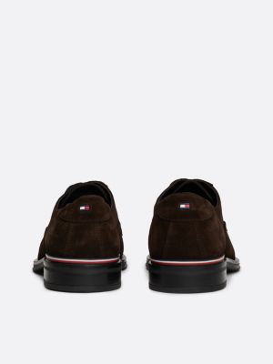 scarpe derby in camoscio con logo nero da uomini tommy hilfiger