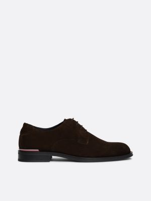 scarpe derby in camoscio con logo nero da uomini tommy hilfiger