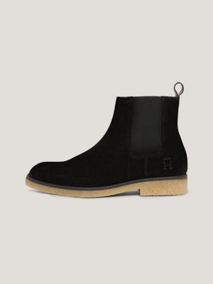 Suede Th Monogram Chelsea Boots Black Tommy Hilfiger 8355