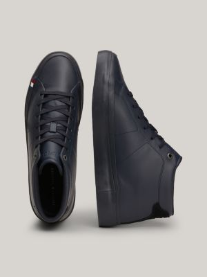 blue premium leather sneaker mit th-monogramm für herren - tommy hilfiger