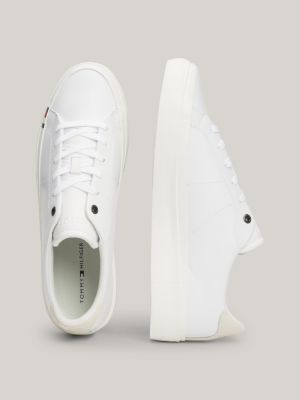 white premium leather sneaker mit th-monogramm für herren - tommy hilfiger
