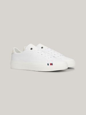 Leather Fine Cleat Basketball Trainers, White