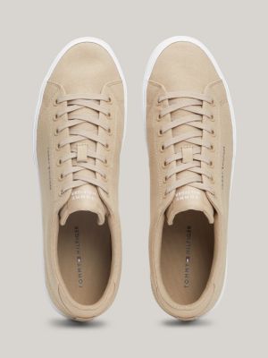 Essential Canvas Lace-Up Trainers | Beige | Tommy Hilfiger