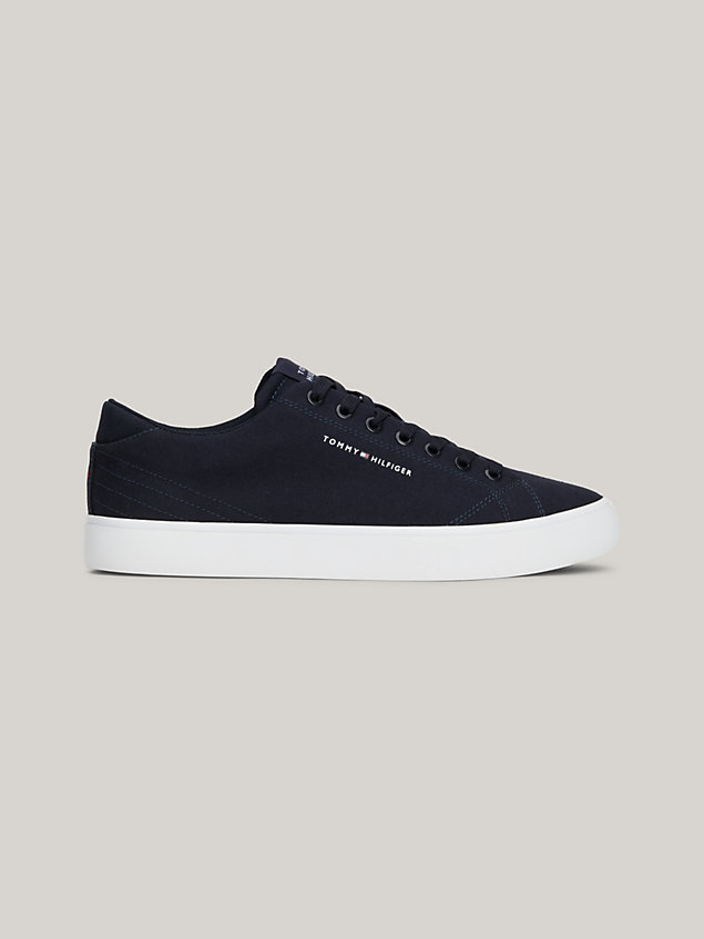 blue essential canvas lace-up trainers for men tommy hilfiger