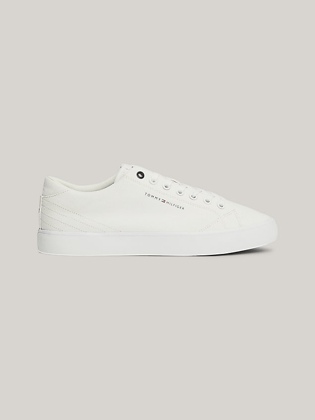 white essential canvas lace-up trainers for men tommy hilfiger