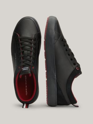 Rutschhemmender Lace up Ledersneaker Schwarz Tommy Hilfiger