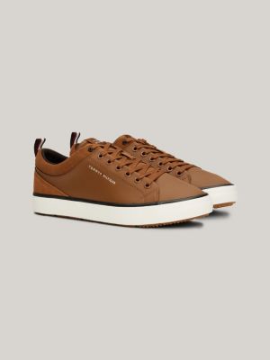 Tommy hilfiger mens leather on sale trainers