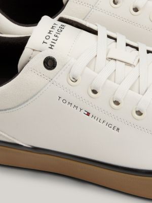 Leren sneaker met veters en profielzool Grijs Tommy Hilfiger