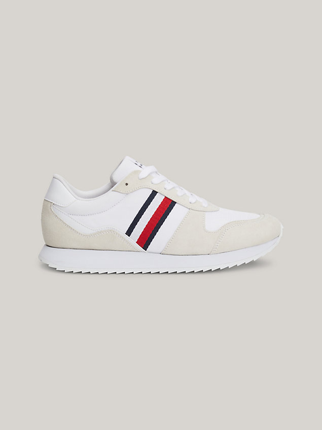 white cleat signature tape trainers for men tommy hilfiger