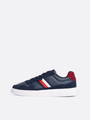 blue lightweight suede cupsole trainers for men tommy hilfiger