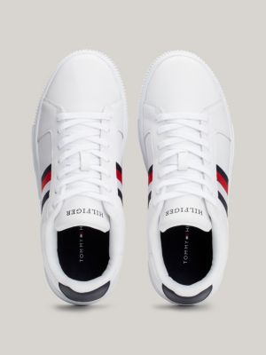 Essential Leather Signature Tape Trainers | White | Tommy Hilfiger