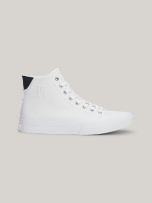 Leather Essential High-Top Trainers | White | Tommy Hilfiger
