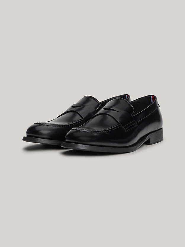 Stitched Patent Leather Loafers | Black | Tommy Hilfiger