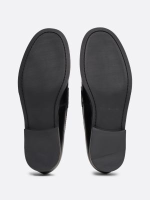 mocassins en cuir verni noir pour hommes tommy hilfiger