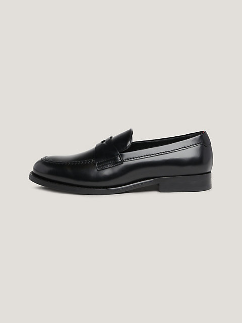 black stitched patent leather loafers for men tommy hilfiger