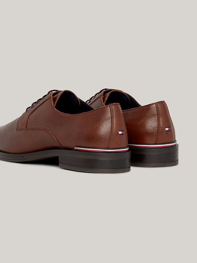 brown signature leather derby shoes for men tommy hilfiger