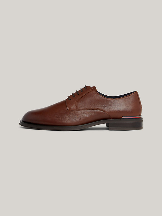 brown signature leather derby shoes for men tommy hilfiger