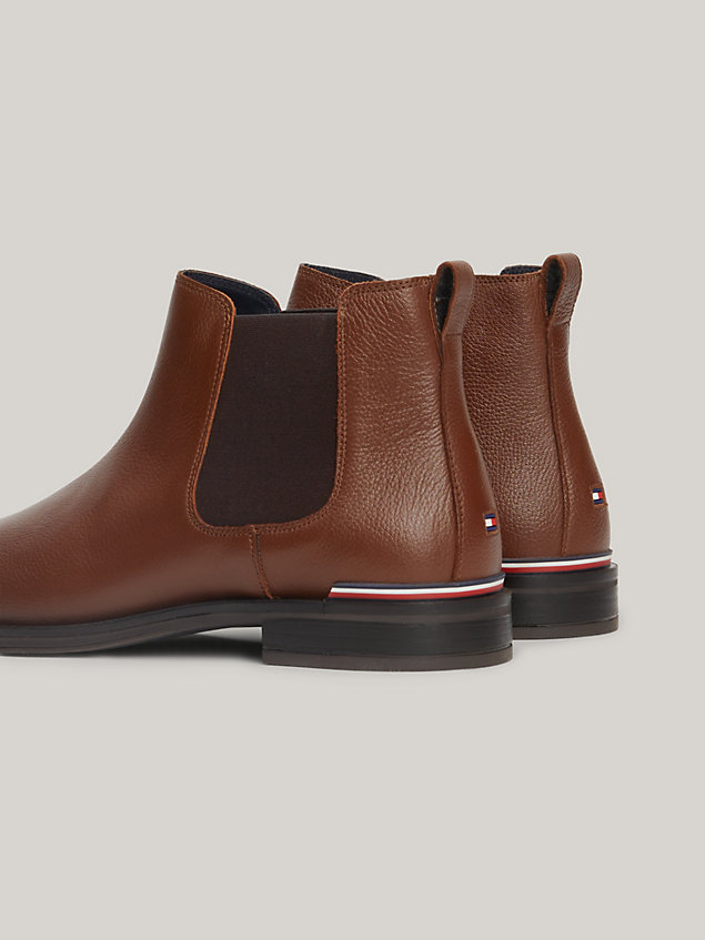 brown signature leather chelsea boots for men tommy hilfiger