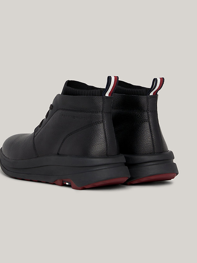 black leather chunky hybrid boots for men tommy hilfiger