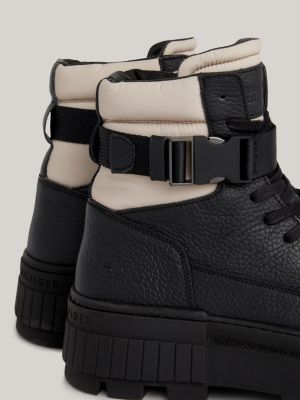 Tommy hilfiger th buckle 2024 mid heel boot leather