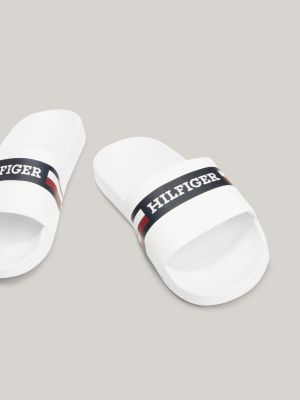 Signature Hilfiger Monotype Pool Slides White Tommy Hilfiger