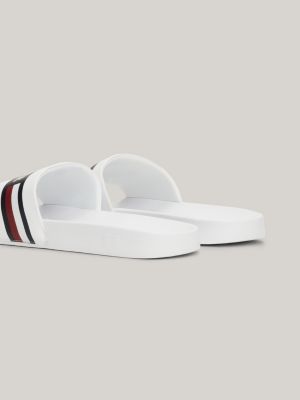 Signature Hilfiger Monotype Pool Slides | White | Tommy Hilfiger | Pantoletten