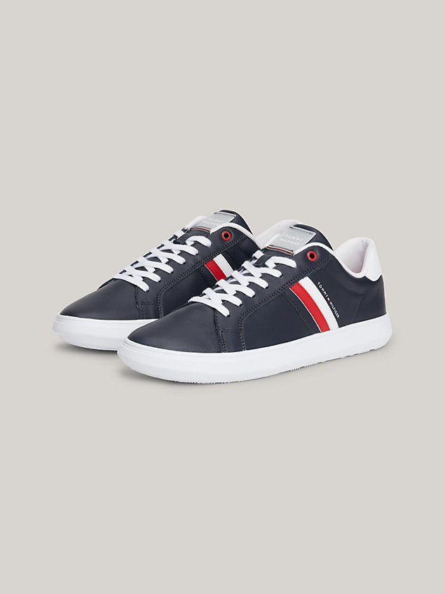 blue essential leather cupsole trainers for men tommy hilfiger