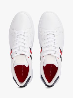 Tommy Hilfiger Zapatillas de cuero esenciales para hombre, color blanco